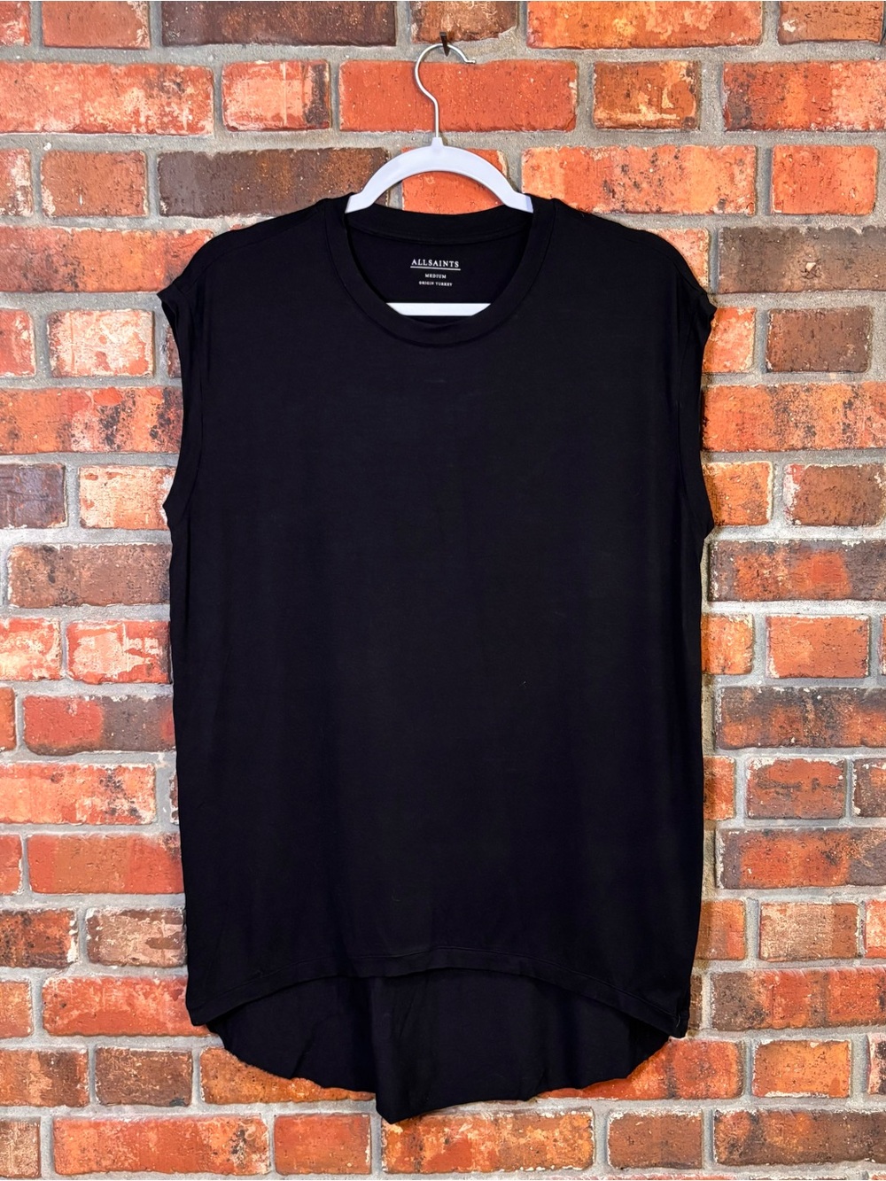 All Saints mens oversize muscle tank tee black M